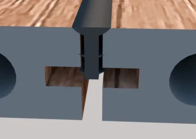 Junta de goma náutica entre 2 tarimas de exterior en render