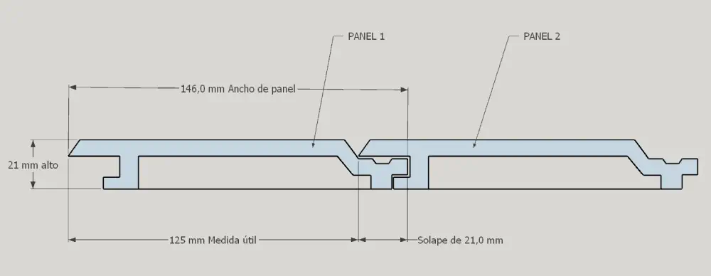 Medidas seccion panel liso