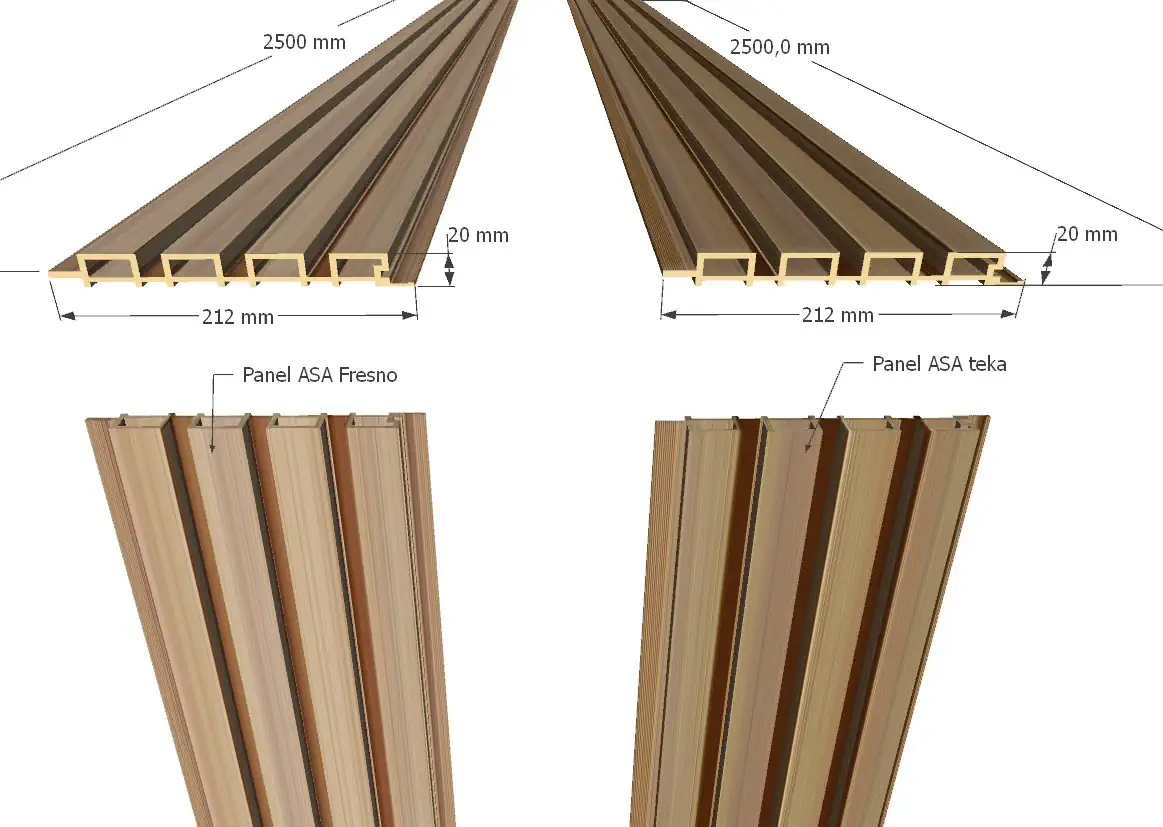 Paneles de exterior con capa ASA y núcleo pvc con medidas